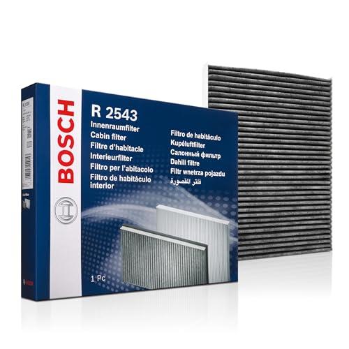 Bosch Activated-carbon Cabin Air Filter R2543, Carbon Filter for Fighting Bad Smells and Filtering Pollen and Dust for Cleaner Air Inside Vehicle