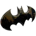 Fan Emblems Batman Car Emblem - 1989 Batwing Batarang Symbol 3D Auto Badge - Color: Black Chrome - Size: 3.8 x 1.8 x 0.2 inches - Officially Licensed DC Car Accessories