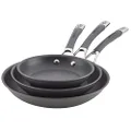 Circulon Radiance Hard Anodized Nonstick Frying/Fry Pan Set/Skillet Set - 8.5 Inch, 10 Inch, and 12.25 Inch, Gray
