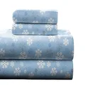 Pointehaven Heavy Weight Printed Flannel 100-Percent Cotton Sheet Set, Snow Flakes, Cal King