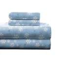 Pointehaven Heavy Weight Printed Flannel 100-Percent Cotton Sheet Set, Snow Flakes, Cal King