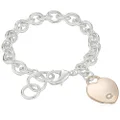 GUESS Basic G Logo Heart Link Bracelet, One Size, Metal