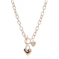 GUESS Rose-Gold-Tone Heart Lock Charm Toggle Chain Necklace, Medium, Metal