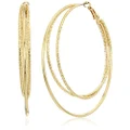 Guess Smooth and Textured Wire Gold Hoop Earrings, One Size, Gold, glass stone