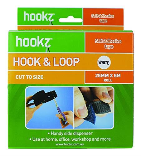 Hookz Hook & Loop Self Adhesive Tape 5m Roll White