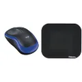 Logitech Wireless Mouse M185 & Fellowes Mouse Pad, Black, 27317