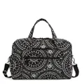 Vera Bradley Women's Cotton Weekender Travel Bag, Black Bandana Medallion, One Size