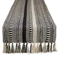 DII Farmhouse Braided Stripe Table Runner Collection, 15x108 (15x113, Fringe Included), Black