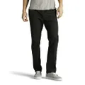 Lee Men's Extreme Motion Flat Front Slim Straight Pant, Black, 36W x 30L