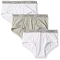 Calvin Klein Boys' Little Modern Cotton Assorted Briefs Underwear 3 Pack, Heather Grey, Classic White, Classic White, Medium