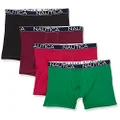 Nautica Men's Cotton Stretch 4 Pack Boxer Brief, Black/Tawny Port/Nautica Red/Green, Large