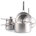 Merten & Storck Tri-Ply Stainless Steel Induction 8 Piece Cookware Pots and Pans Set, Multi Clad, Oven Safe, Silver