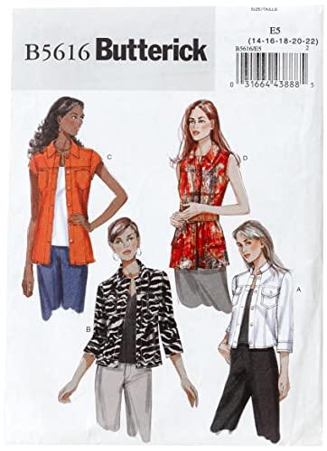 Butterick Patterns B5616 Size E5 14-16-18-20-22 Misses Jacket, Pack of 1, White