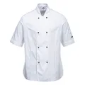 Portwest Ladies Rachel Short Sleeve Chefs Jacket, White, Extra Small