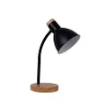 Lexi Lighting Merete Table Lamp, Black, Metal Shade and Stem, E27, Timber Base, Perfect Desk Lamp for Reading, Study Room, and Living Room