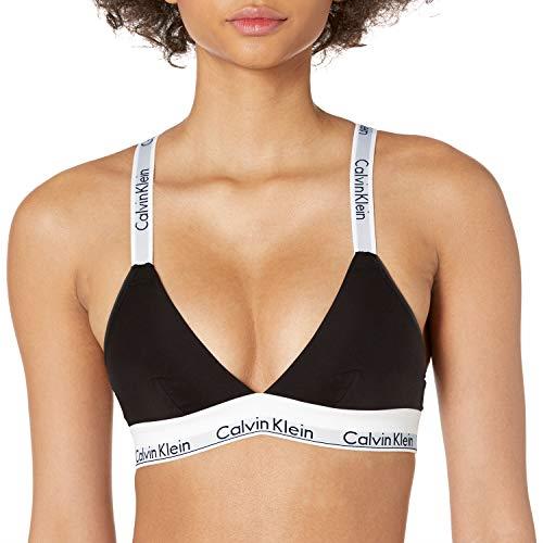 Calvin Klein Women's Modern Cotton Unlined Triangle Crossback Bralette, Black, X-Small