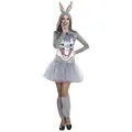 Rubie's Costume Co Women's Looney Tunes Bugs Bunny Hooded Costume Dress, Gray, Large