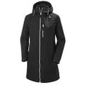 Helly-Hansen Women's Long Belfast Lightweight Waterproof Windproof Breathable Raincoat Jacket with Hood, 991 Black, X-Small