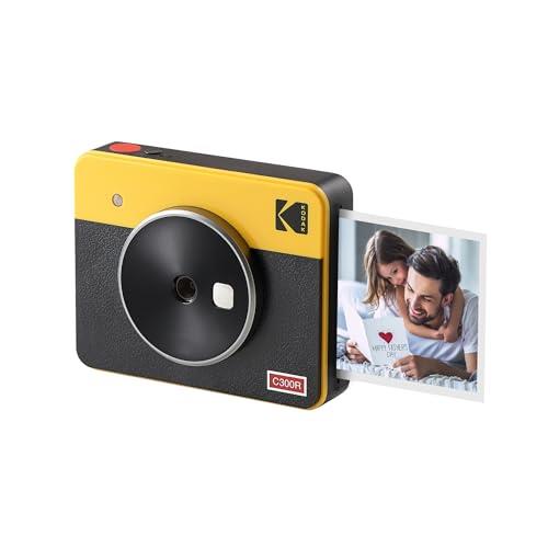 Kodak Mini Shot 3 Retro 2-in-1 Portable 3x3” Wireless Instant Camera & Photo Printer, Compatible with iOS, Android & Bluetooth, Real Photo HD 4Pass Technology & Laminated Finish – Yellow