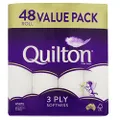 Quilton 3 Ply Toilet Tissue (180 Sheets per Roll, 11x10cm), Pack of 48 Rolls (no Inner Packs)