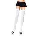 Leg Avenue Women s Plus Size Satin Bow Accent Thigh Highs Costume Hosiery, White 6255Q, One Size US