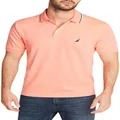 Nautica Men's Classic Fit Short Sleeve Dual Tipped Collar Polo Shirt, Pale Coral, Large US