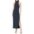 Norma Kamali Women's Halter Turtle Side Slit Gown, Pewter, Small