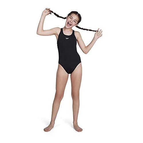 Speedo Girl's Endurance+ Medalist One Piece Swimsuit, Black, 7-8 Years