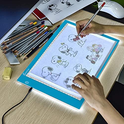 Light Box Drawing A4,Tracing Board with 3 Brightness Adjustable for Artists, Animation Drawing, Sketching, Animation, X-ray Viewing (deep Blue)