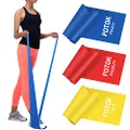 Potok Resistance Band Set, 3Pack Latex Elastic Bands for Upper & Lower Body & Core Exercise, Physical Therapy, Lower Pilates, at-Home Workouts, and Rehab, Yellow & Red & Blue