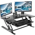 VIVO Black Height Adjustable 91cm Stand Up Desk Converter | Quick Sit To Stand Tabletop Dual Monitor Riser (Desk-V000V)