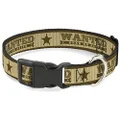 Buckle-Down Plastic Clip Dog Collar, Wanted Dead or Alive Star Tans, 11 to 17 Inch Neck Size x 1.0 Inch Width
