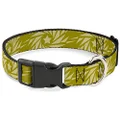 Buckle-Down Plastic Clip Dog Collar, Star Pinwheel Olive/Green, 6 to 9 Neck Size x 0.5 Inch Width