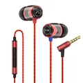 Soundmagic E10C Wired Earbuds with Microphone HiFi Stereo Earphones Noise Isolating in Ear Headphones Powerful Bass Tangle Free Cord Black Red