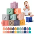 Baby Building Blocks Toys Educational Stacking Baby Bath Toys Soft Squeeze Blocks Play with 12 Pieces Animals and Numbers Game for Toddlers from 6 9 12 Months 1 2 Years