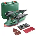Bosch Home & Garden 200W Electric Dual Orbital / Multi Detail Sander, Speed Selection, Includes 2 x 80 Grit Sanding Sheets & Case (PSM 200 AES)