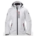 Helly Hansen Women's Crew Hooded Midlayer Fleece Lined Waterproof Windproof Breathable Rain Coat Jacket, 001 White, Small