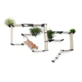 CatastrophiCreations Cat Mod Garden Complex Handcrafted Wall mounted Cat Tree Shelves with Planter for Cat Grass, Onyx/Natural, One Size