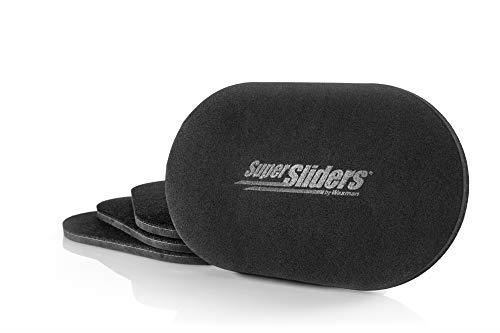 Super Sliders 5 3/4" x 9 1/2" Oval Reusable Furniture for Hard Surfaces - Effortless Moving and Surface Protection, Black (4 Pack)