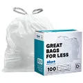 Plasticplace Custom Fit Trash Bags │ simplehuman (x) Code D Compatible (100 Count) │ White Drawstring Garbage Liners 5.3 Gallon / 20 Liter │ 15.75" x 28"