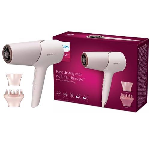 PHILIPS 5000 Series Hair Dryer, ThermoShield Hair Protection Sensor, Travel Foldable Handle, 20% Faster Drying, 6 Heat & Speed Settings, 2300W, For Curly, Wavy, Straight Hair, Pearl Peach, BHD530/00