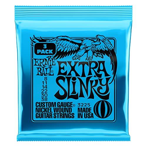 Ernie Ball Extra Slinky Nickel Wound Electric Guitar Strings 3-Pack - 8-38 Gauge