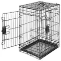 Amazon Basics Foldable Metal Wire Dog Crate with Tray, Double Door, 60cm Length