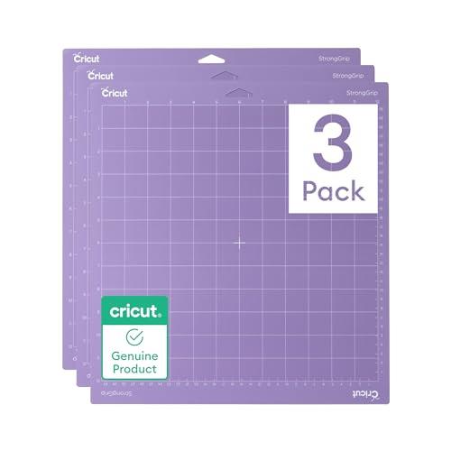 Cricut StrongGrip Cutting Mat 12in x 12in, Craft Mat for Maker & Explore, Use with Heavyweight Materials - Specialty Cardstock, Matboard & More, Reusable, Clear Protective Film (3 Count)