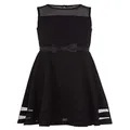 Calvin Klein Girls' Sleeveless Party Dress, Fit and Flare Silhouette, Round Neckline & Back Zip Closure, Black, 6
