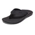 OluKai Ohana Men's Beach Sandals, Quick-Dry Flip-Flop Slides, Water Resistant & Lightweight, Compression Molded Footbed & Ultra-Soft Comfort Fit, Black/Black, 12