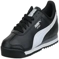 PUMA Men's Roma Basic Leather Sneaker, Black/White/Silver, 10 D US