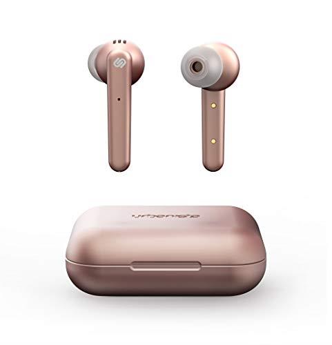 Urbanista Paris True Wireless Earphones 20H Playtime Wireless Charging Case, Bluetooth 5.0, Noise Cancelling Earphones with Touch Controls Built-in Mic, Compatible with Android and iOS – Rose Gold