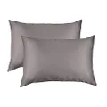 Royal Comfort Pillowcase Set Mulberry Silk Breathable Ultra Soft For Hair and Skin 51 x 76cm In Gift Box (Charcoal, Set of 2)