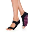 Tucketts Womens Yoga Socks Toeless Non Slip Skid Grip Low Cut Socks for Yoga Pilates Barre Studio Bikram Ballet Dance - Allegro Style (Black Swan)
